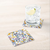 Abstract patroon vierkante kartonnen onderzetter (Insitu)