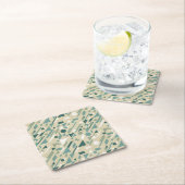 Abstract patroon vierkante kartonnen onderzetter (Insitu)