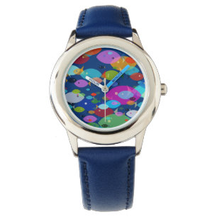 Abstract patroon virologisch zwemmen Blauw Horloge