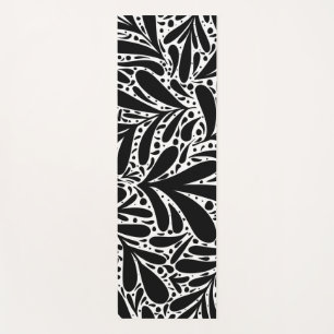 Abstract patroon zwarte en witte bladeren yogamat