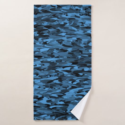 Abstract patroonblauw zwart badhanddoek (Badhanddoek)