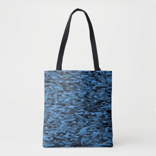 Abstract patroonblauw zwart draagtas (Voorkant)