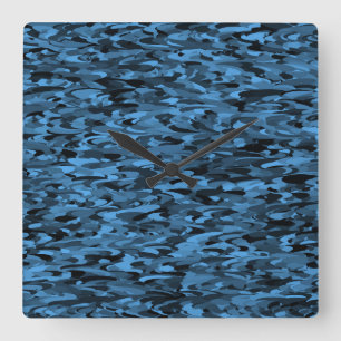 Abstract patroonblauw zwart vierkante klok