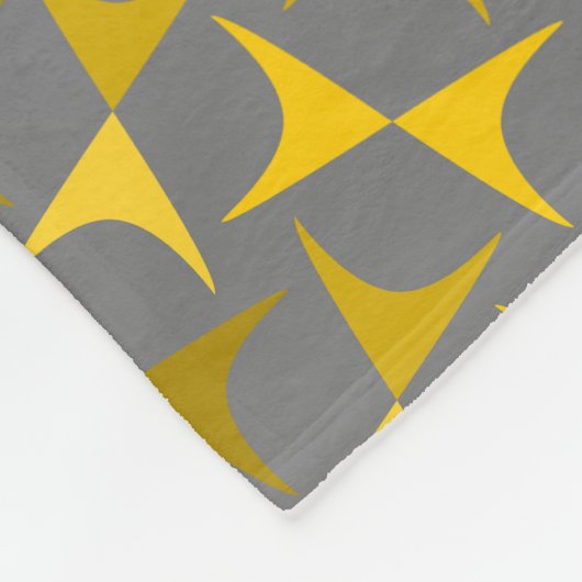 Abstract patroongeel en grijs fleece deken (Hoek)