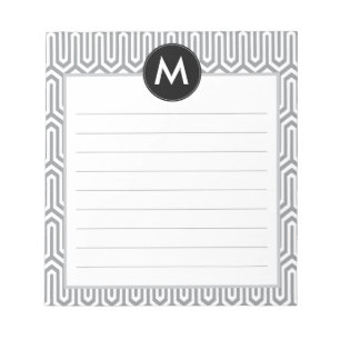 Abstract Patroonmonogram Initiaal in Black Grey Notitieblok