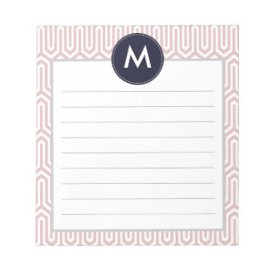 Abstract Patroonmonogram Initiaal in marineroze Notitieblok