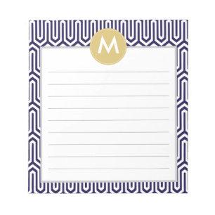 Abstract Patroonmonogram Initiaal in Navy Mint Notitieblok