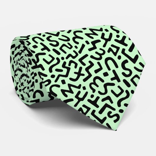 Abstract Pattern 170822 - Zwart op Ghost Green Stropdas (Opgerold)