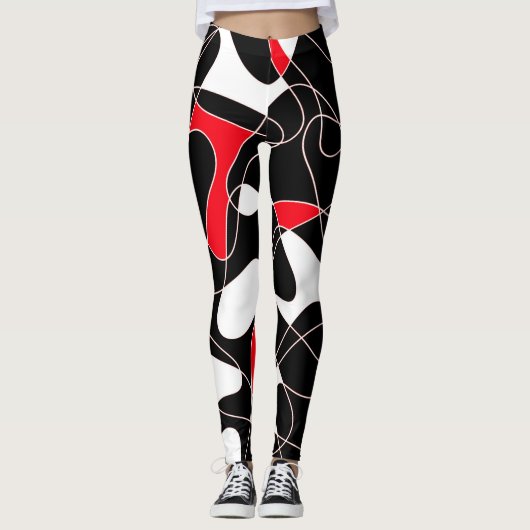 Abstract pattern - red, black and white. leggings (Voorkant)