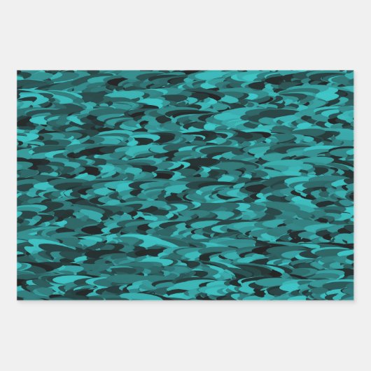 Abstract Pattern Teal Black Inpakpapier Vel (Voorkant 2)