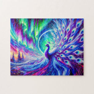 Abstract Pauwen in de Winter met Aurora Legpuzzel