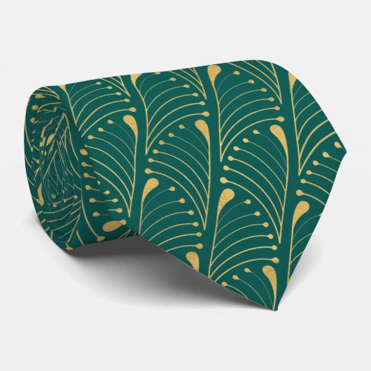 Abstract Peacock Feather Gold Vector Pattern Blauw Stropdas (Opgerold)