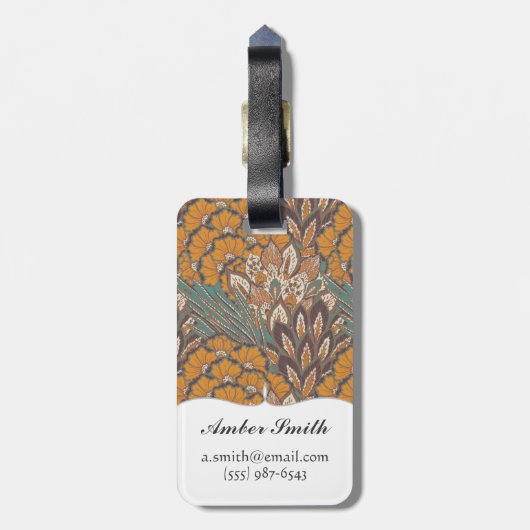 Abstract Peacock Feather Pattern Bagagelabel (Achterkant verticaal)
