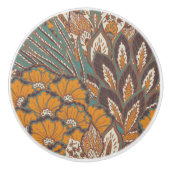 Abstract Peacock Feather Pattern Keramische Knop (Voorkant)