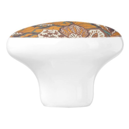 Abstract Peacock Feather Pattern Keramische Knop (Zijkant)