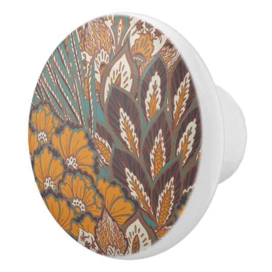 Abstract Peacock Feather Pattern Keramische Knop (Rechts)