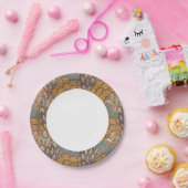 Abstract Peacock Feather Pattern Papieren Bordje (Feest)