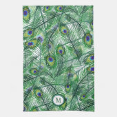 Abstract Peacock Feathers Monogram Theedoek (Verticaal)