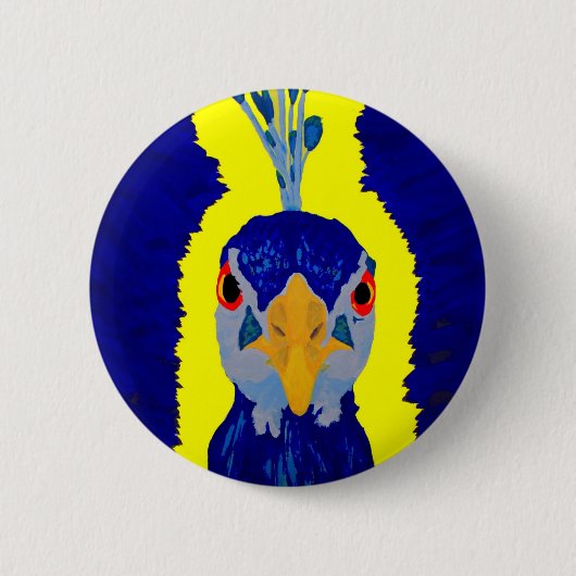 Abstract Peacock Head Ronde Button 5,7 Cm (Voorkant)