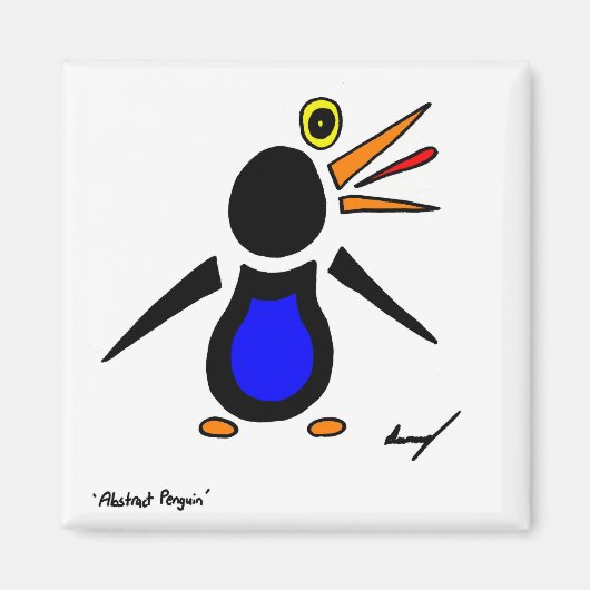 Abstract Penguin Square Magnet Magneet (Voorkant)