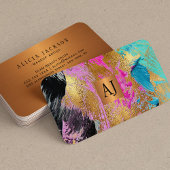 Abstract penseelpenseelkopergoud, monogrammen visitekaartje