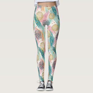 Abstract penseelstreek- en puntpatroon - gouden ac leggings