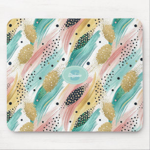 Abstract penseelstreek & puntpatroon - Gouden acce Muismat