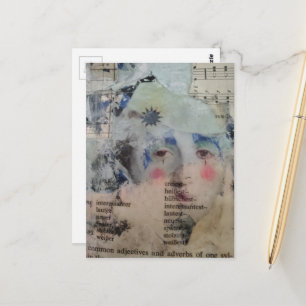 abstract persoon gezicht werkwoorden mixed media C Briefkaart