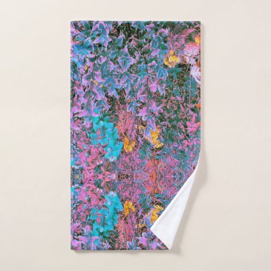 Abstract perzik, roze groen en Aqua Garden Foliage Bad Handdoek (Handdoek)