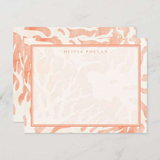 Abstract perzikkoraal notitiekaartje (Voorkant / Achterkant)