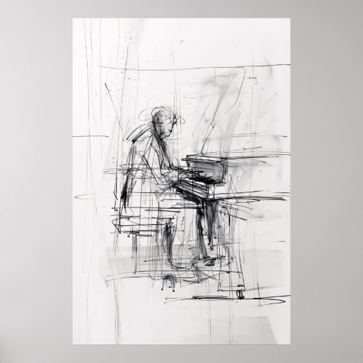 Abstract Pianistisch Poster - Expressieve Muziek (Voorkant)