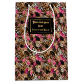 Abstract pink and black leopard skin gift pack medium cadeauzakje (Voorkant)