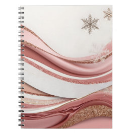 Abstract Pink and Gold Glitter Waves Notebook Notitieboek