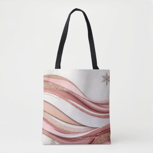 Abstract Pink and Gold Glitter Waves Tote Bag (Voorkant)