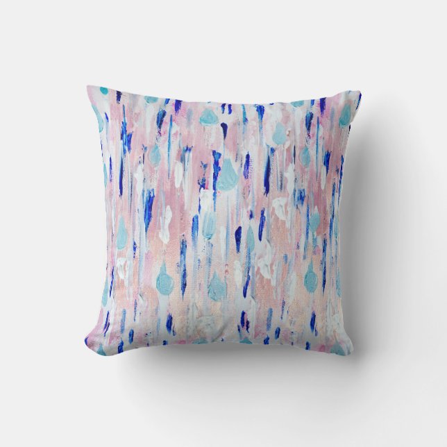 Abstract Pink Blue Copper Roos Gold Kussen (Voorkant)