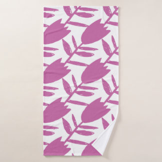 Abstract pink bluebell flowers seamless pattern on badhanddoek