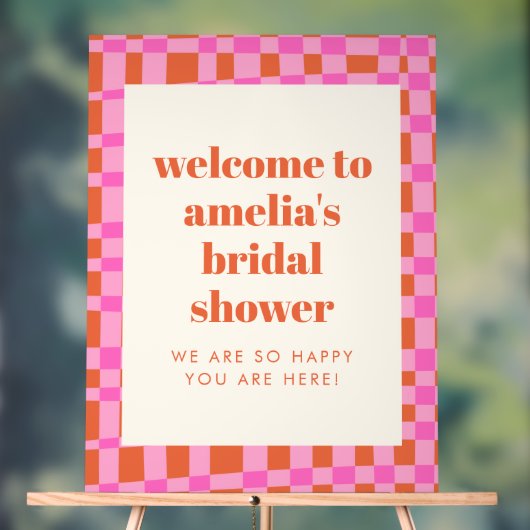 Abstract Pink Orange Custom Bridal Shower Welcome  (Neutre)