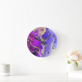 Abstract Pink Purple Gold Large Clock Ronde Klok (Huis)