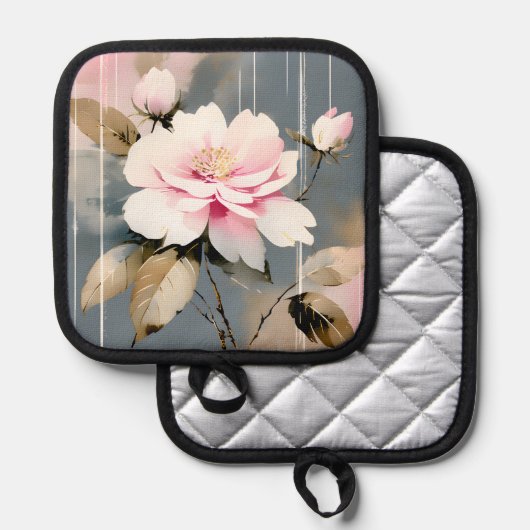 Abstract Pink Wabi Sabi Flower Pannenlap (Voorkant / Achterkant)