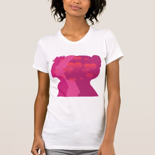 Abstract  pink woman silouette T-chirt T-shirt (Voorkant)
