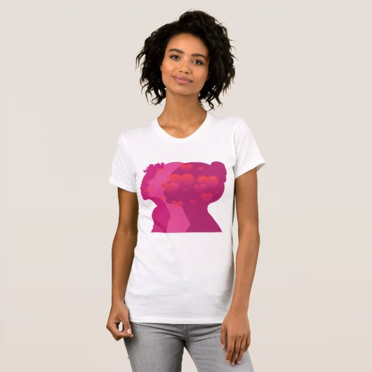 Abstract  pink woman silouette T-chirt T-shirt (Voorkant volledig)