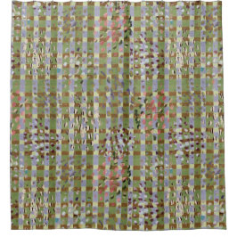 Abstract Plaid Geometric Grid Pattern Art Douchegordijn