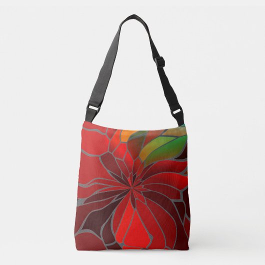 Abstract Poinsettia Crossbody Tas (Voorkant)