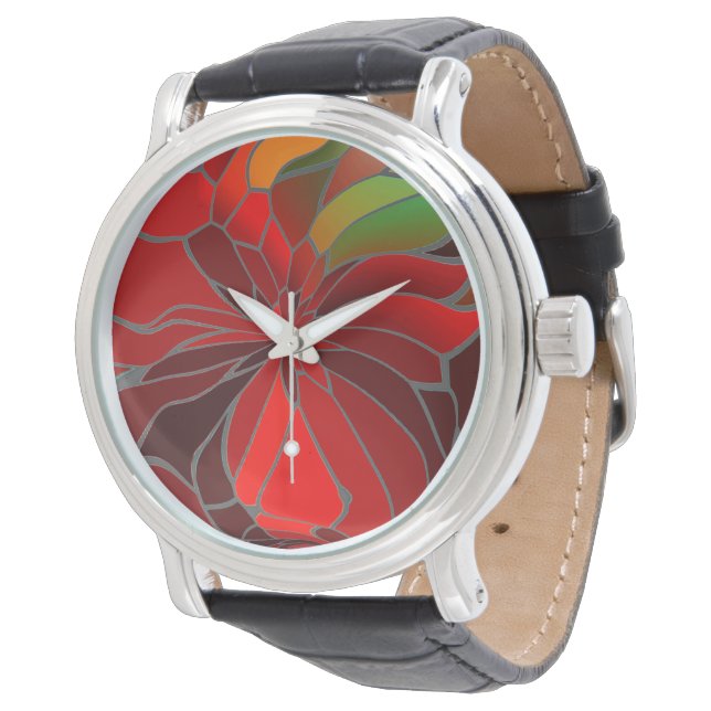 Abstract Poinsettia Horloge (Gekanteld)
