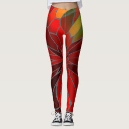 Abstract Poinsettia Leggings
