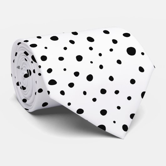 Abstract Polka Dot BlackWhite Pattern Stropdas (Opgerold)