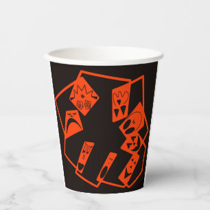 Abstract, pompoen gezichten op zwart, Halloween Papieren Bekers