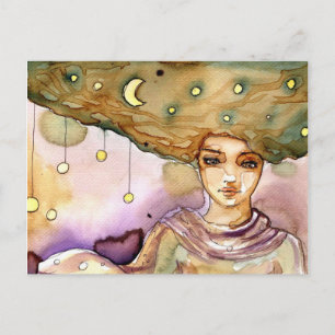 Abstract portret en vrouw briefkaart