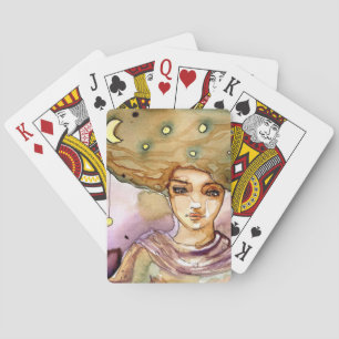 Abstract portret en vrouw pokerkaarten