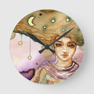 Abstract portret en vrouw ronde klok